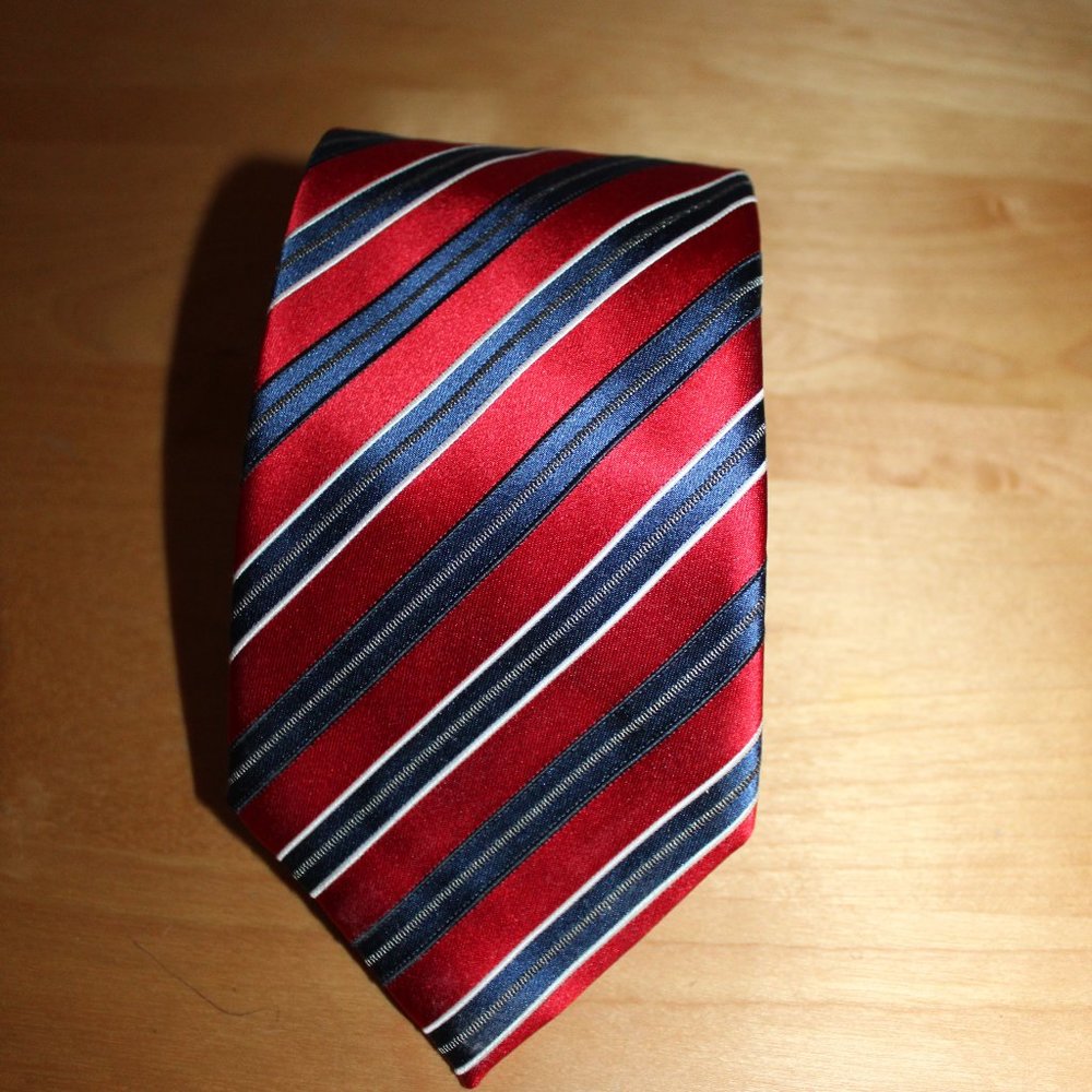 Ermengildo Zegna Silk Men's Tie Silver Collection Striped 59" Long